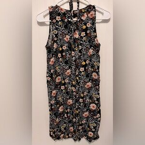 LOFT Black Floral Mini Dress